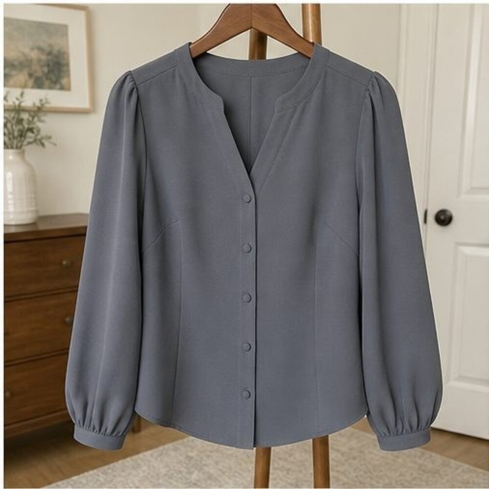 Gray Pleated Blouse